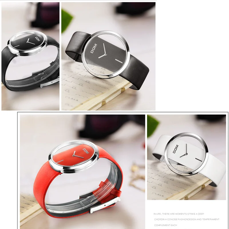 Часы для девочек Dom полые уникальный дизайн красный индивидуальный креативный