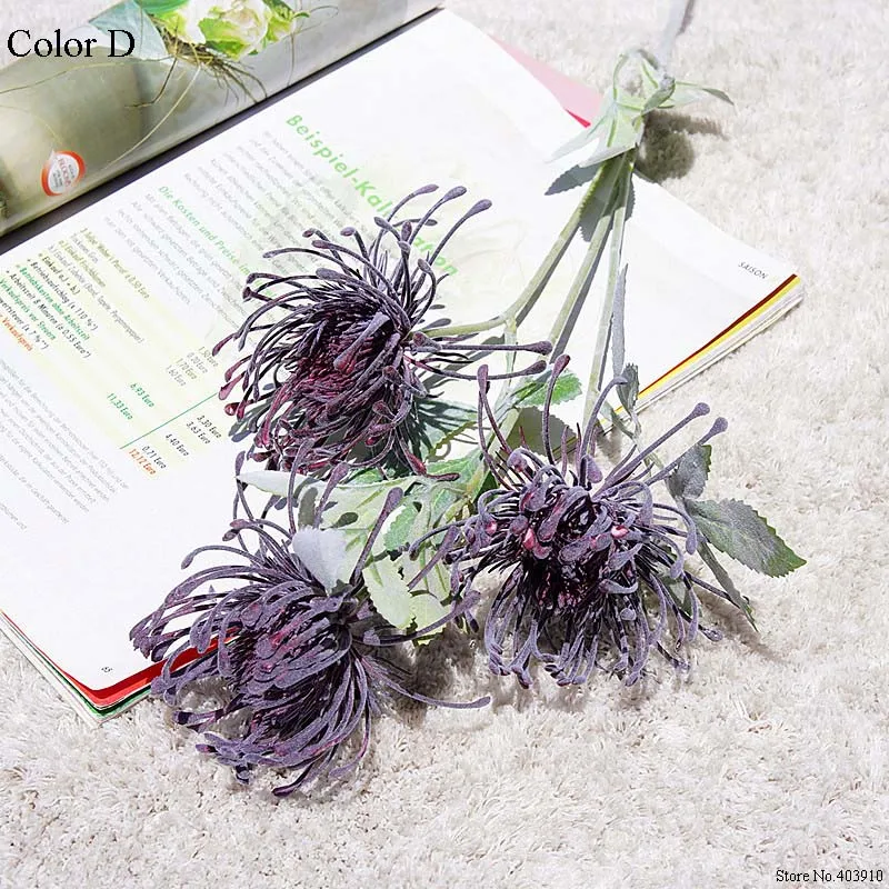 Флокированные Leucospermum искусственные цветы для украшения свадьбы Искусственные цветы пластик искусственный цветок растение Флер искусственное