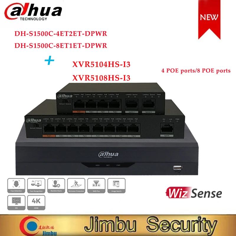 

Dahua XVR Package 4CH / 8CH / 16CH XVR5104HS-I3 XVR5108HS-I3 And S1500C-8ET1ET-DPWR Wizsense Intelligent Video Dgital Recorder