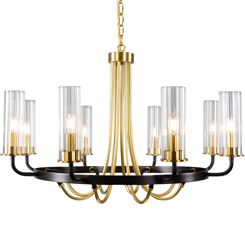 

Modern Lustre Copper Led Chandeliers Lighting Glass Shade Living Room Led Pendant Chandelier Lights Dining Room Suspension Lamp