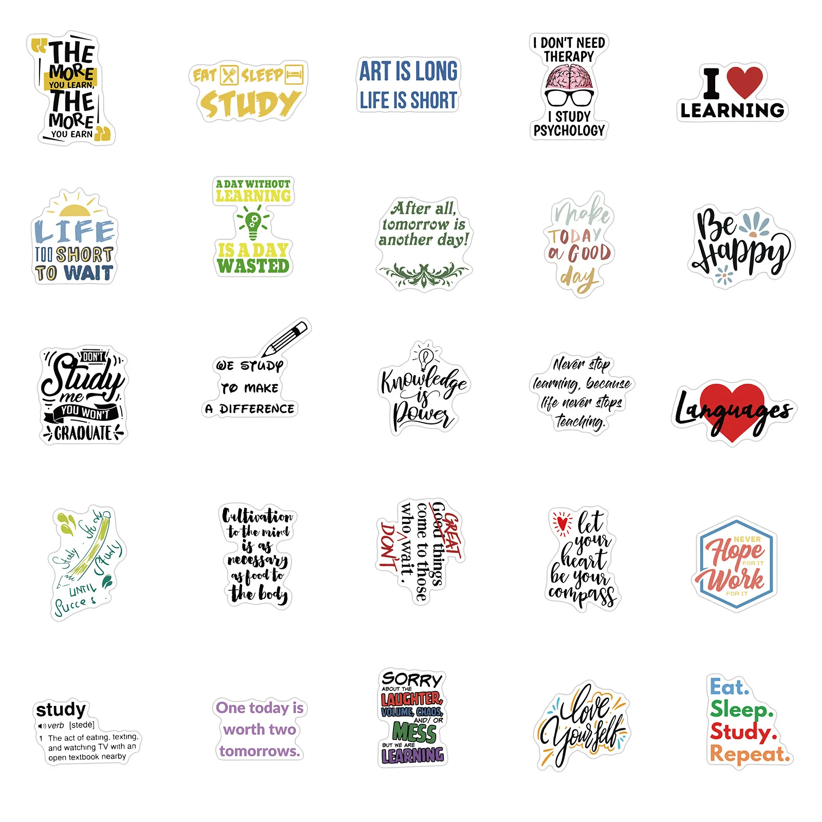 

10/30/50Pcs Motivational Phrases Sticker Quotes Sentences Waterproof for Laptop Skateboard Office Study Room Graffiti Decals Toy