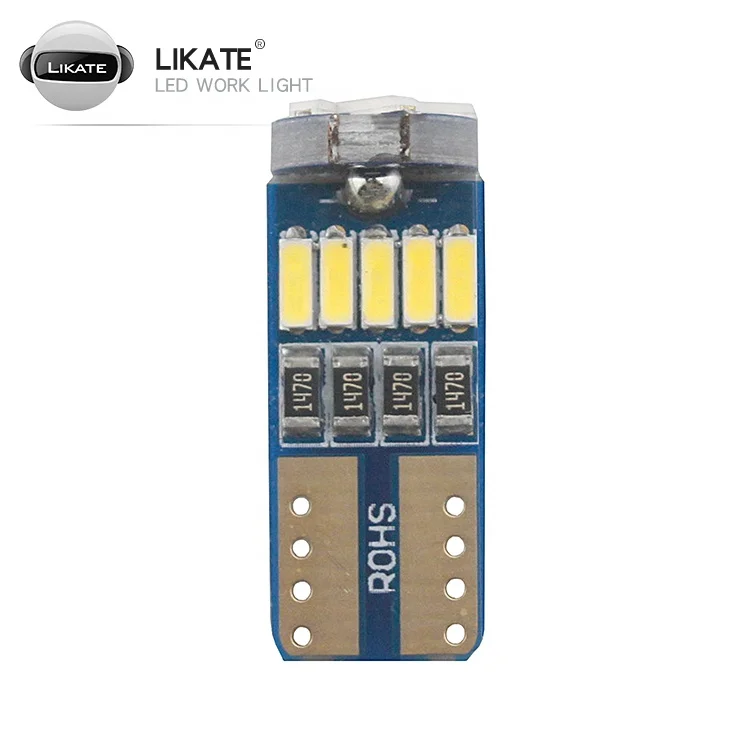 

LKT 4PCS T10 LED Bulb Canbus 5W5 Car W5W LED Signal Light 12V 6000K License Plate Lights 15SMD White