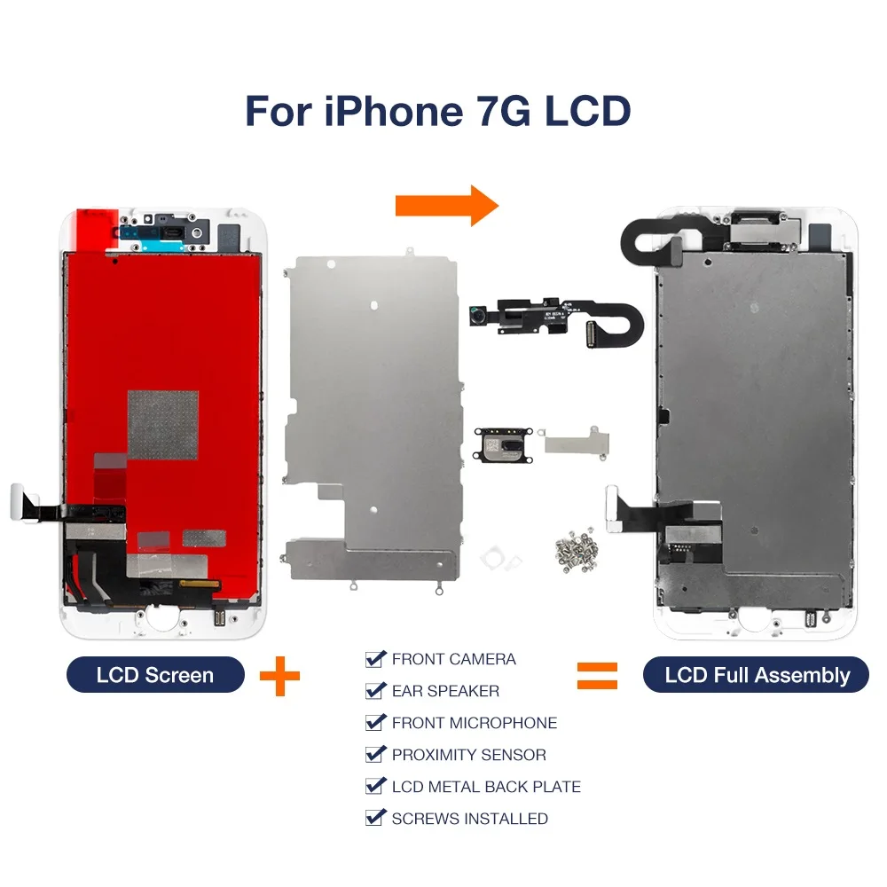 full assembly set lcd display for iphone 7 7 plus touch screen digitizer assembly phone repair parts replacement pantallacamera free global shipping