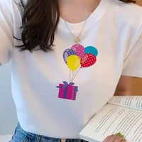 women graphic colorful balloons fashion 90s cute watercolor short sleeve lady clothes tops tees print female tshirt t shirt