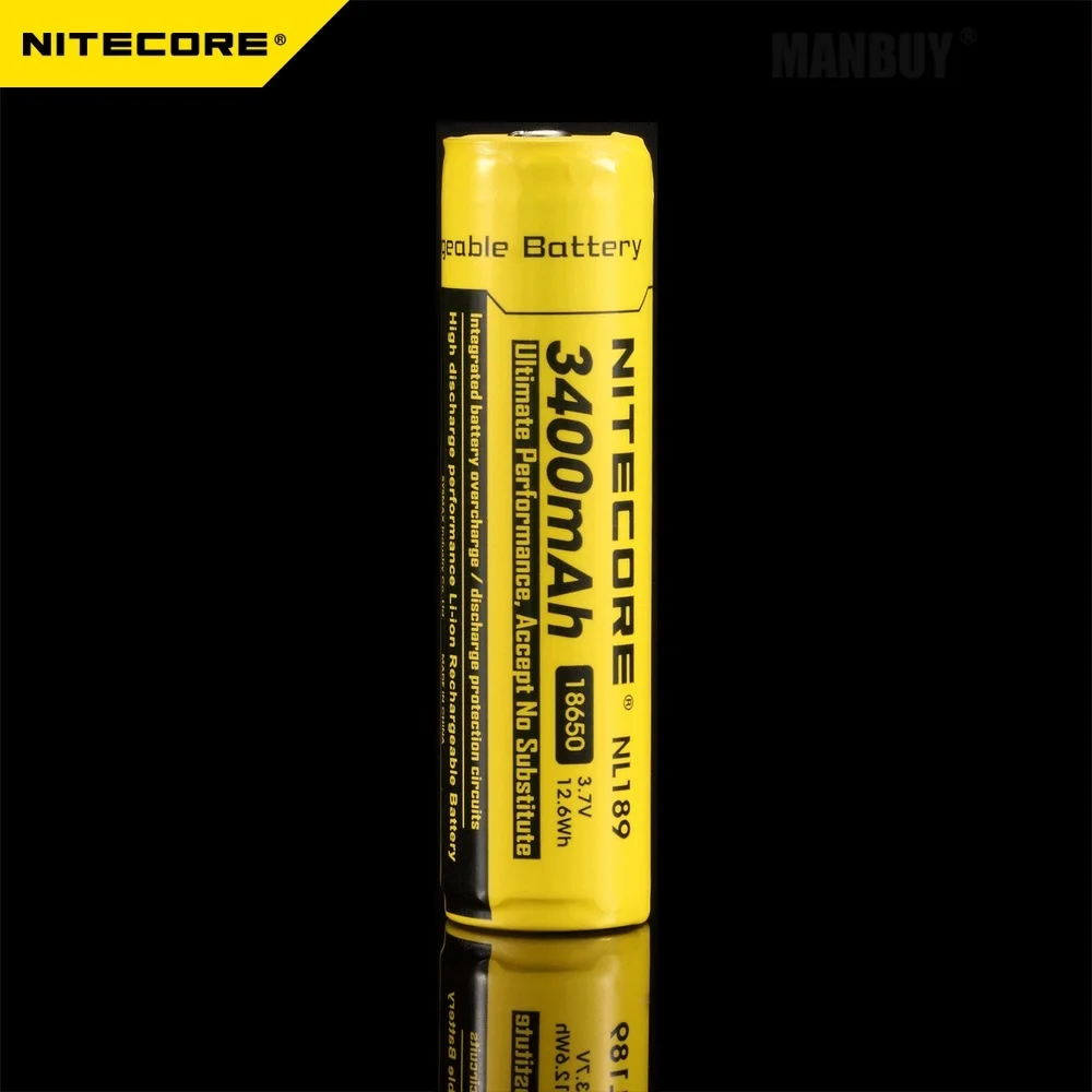 Nitecore NL1834 18650 3400 мА/ч 3 7 в литий-ионная Батарейная кнопка для всех типов фонариков 1