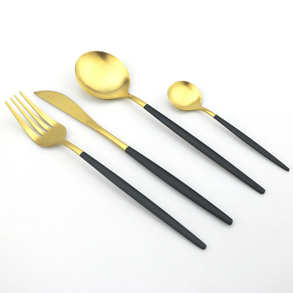 6 шт. набор золотых столовых приборов из нержавеющей стали посуды ножи Вилки