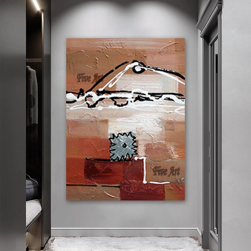 

Абстрактная картина маслом для домашнего декора, ручная работа, современные настенные картины для гостиной, украшение для дома без рамки