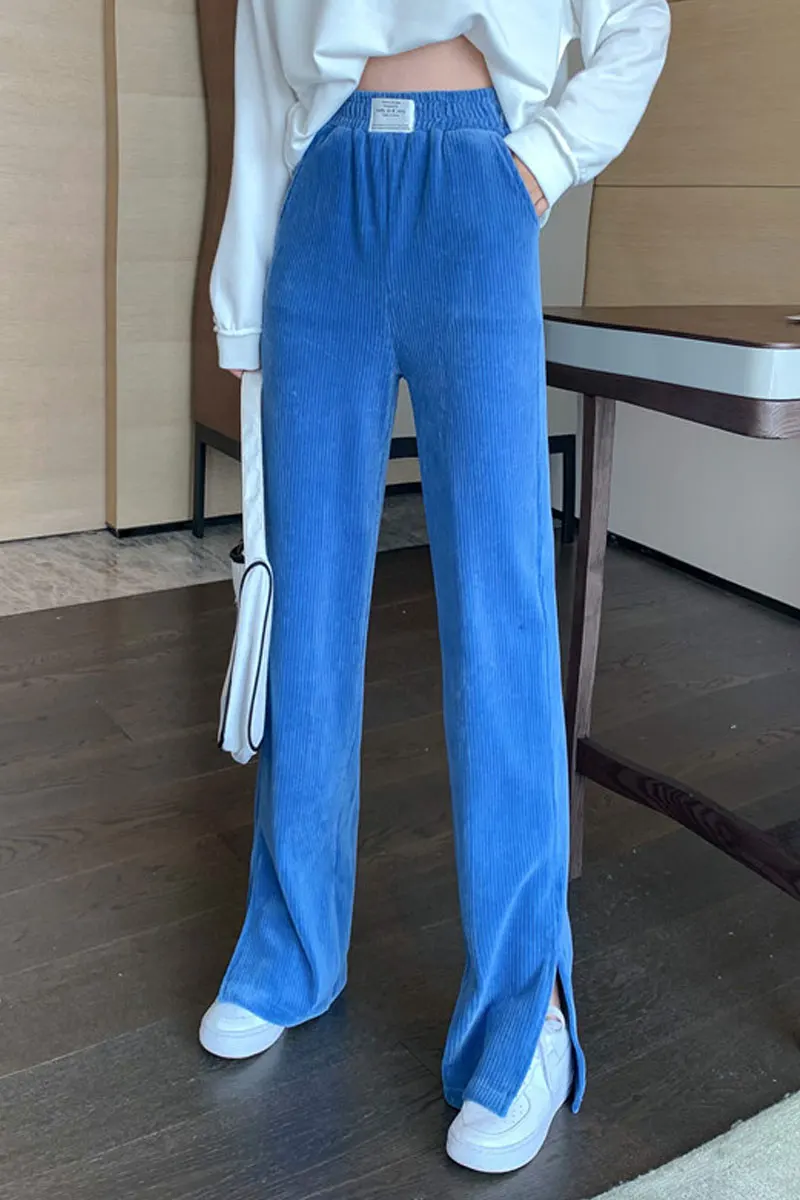

Corduroy Pants Children's Straight Pants Loose Wide Leg Pants Thin Versatile Autumn And Winter Split Mop Pants High Waist Casual