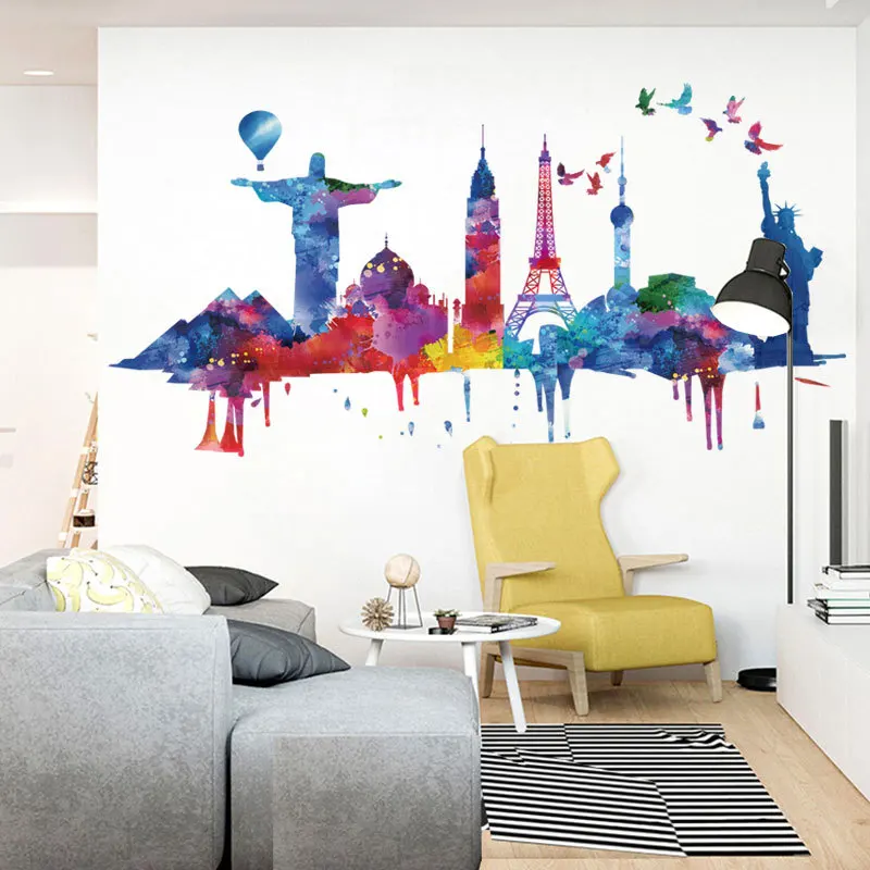 Американский городской силуэт наклейка на стену для гостиной спальни