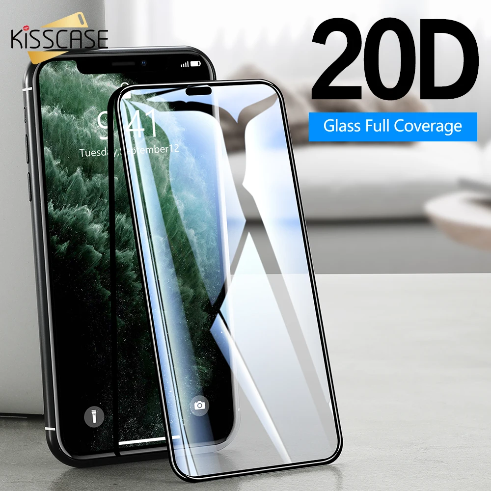 KISSCASE 20D закаленное стекло для iphone 11 Pro XS MAX XR 7 8 Plus Защитная пленка экрана iPhone 6 6S 5S