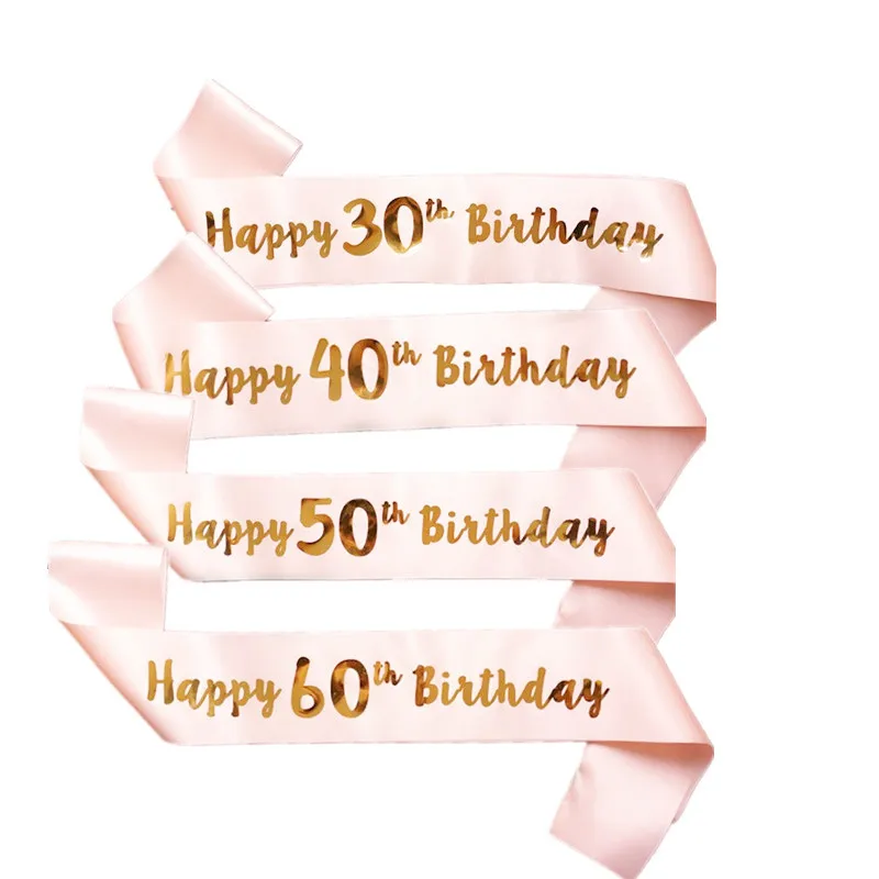 Pink 21/30/40th Birthday Gold Tiara and Fabulous Glitter Satin Sash Happy 30th Party Supplies for 30 | Дом и сад