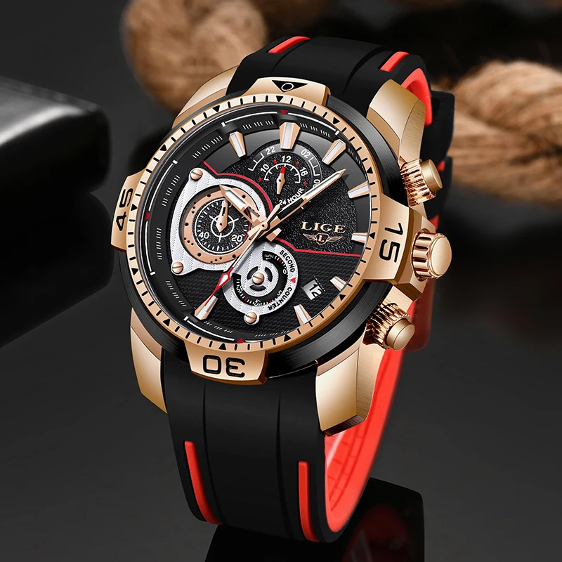 2019New LIGE Silicone Strap Men Watches Fashion Top Brand luxury Business Luminous Quartz Watch Casual Waterproof Date Clock | Наручные