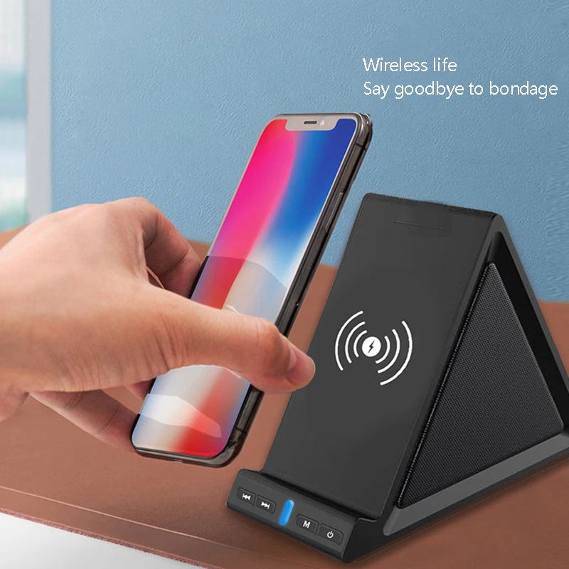 10W Wireless Charger Bluetooth 5.0 Speaker Dual Bass for iPhone 11 Xiaomi Sumsang Huawei Support TF Card FM Radio Aux |