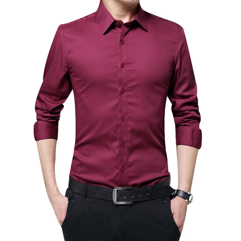 

Men Long Sleeve Shirts Slim Fit Solid Business Formal Shirts for Autumn High Quality Solid Male Clothing Fit Business Shirts