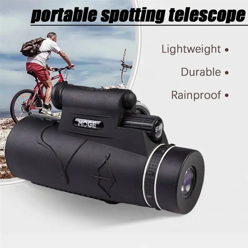 

50x60 Portable Telescope Set IPX4 Night Vision High Angle Phone Distance Monocular Telescope for Outdoor Hiking Travel Accessory
