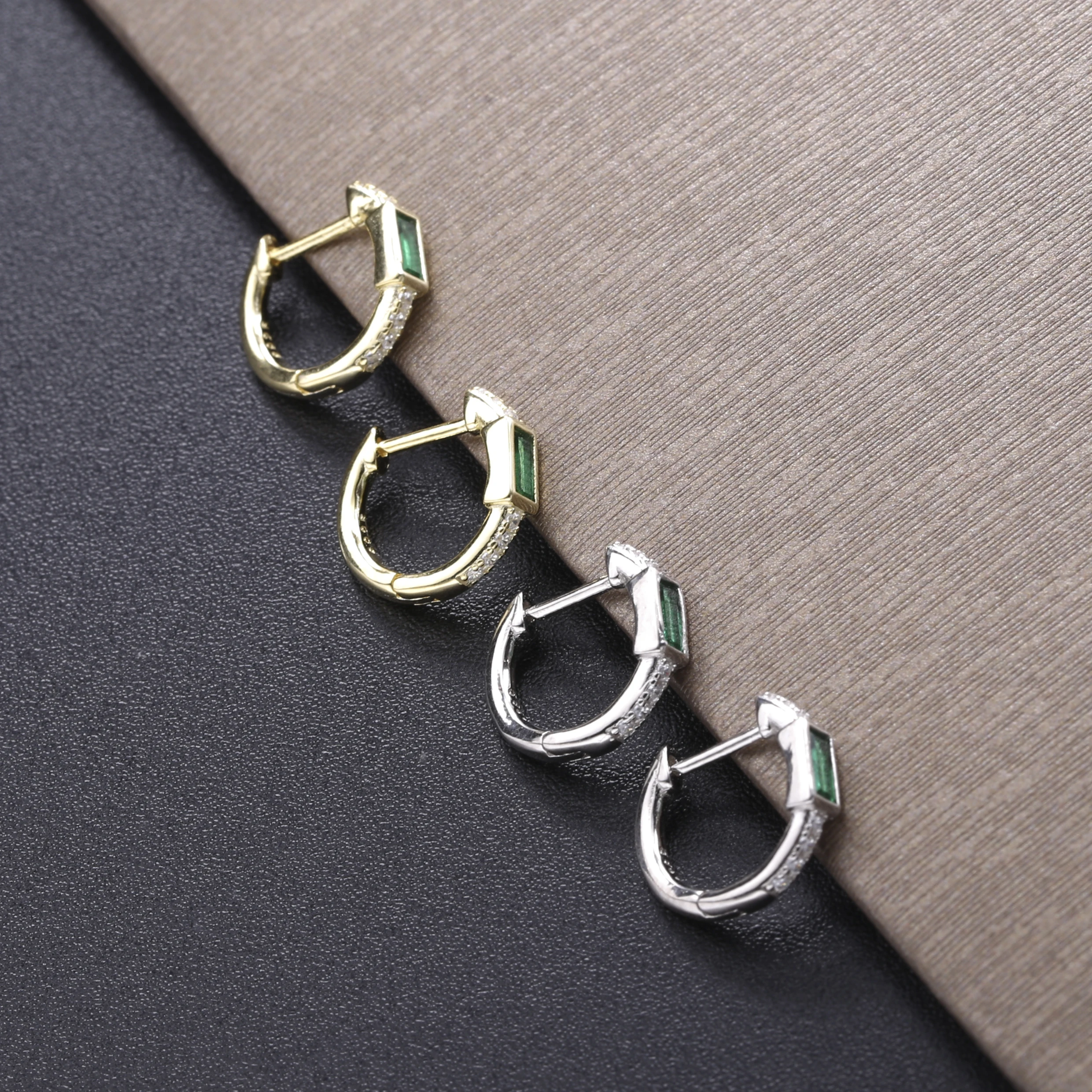 Moonmory 2020 новый дизайн Стерлинговое Серебро 925 пробы зеленый квадрат циркон Huggies