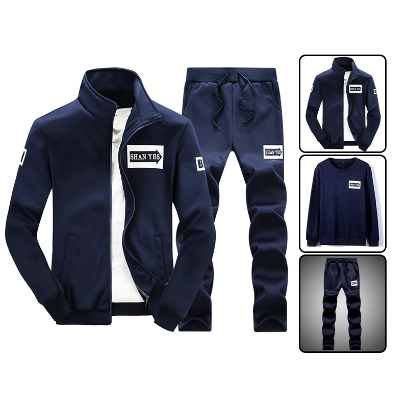 

3 Pieces Sets (Jacket+Pant+hoodies) Tracksuit Men Sporting Brand-Clothing Casual Track Suit Men chandal hombre Slim Tracksu