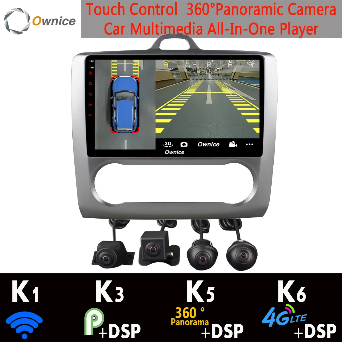 Автомобильный мультимедийный плеер для Ford Focus 2 MK2 AT MT 2004 2014 360 ° 4 × AHD DVR камера 4G + WiFi