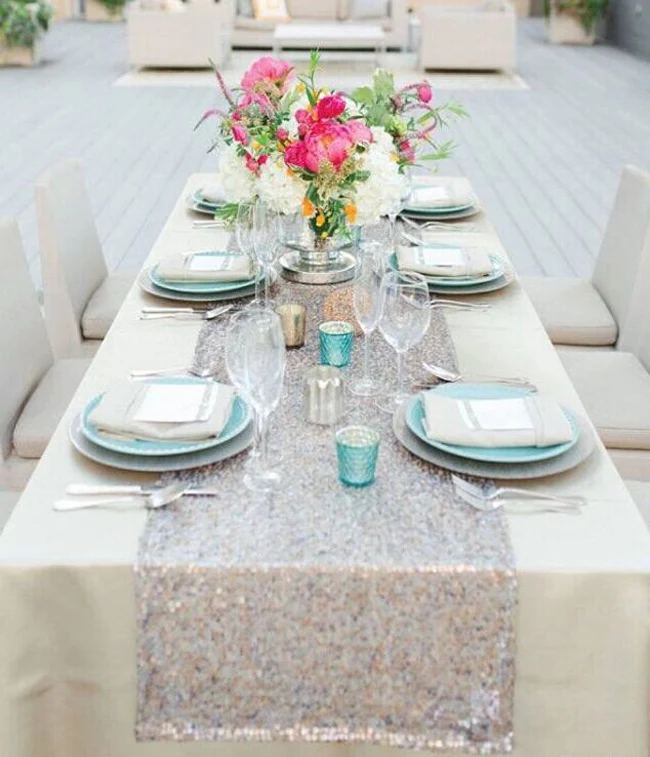 30x180cm Christmas Green/Fuchsia/Burgundy/Rose Gold Sequin table runner for Party table cloth Weddings Decoration Table Runners