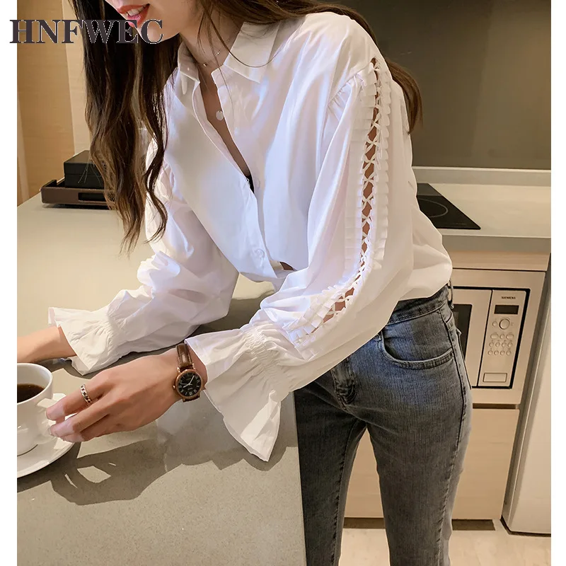 Новинка весны модная Свободная белая рубашка женская дизайнерская с длинными