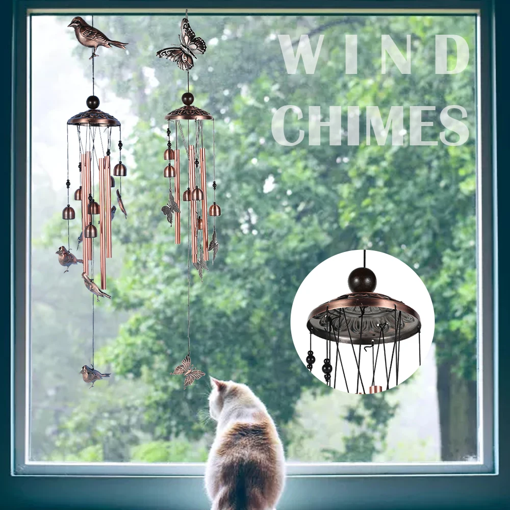 

Butterfly Bird Retro Wind Chime Window Outdoor Garden Yard Pathway Hanging Decoration Balcony Ornament Gift Room Decor