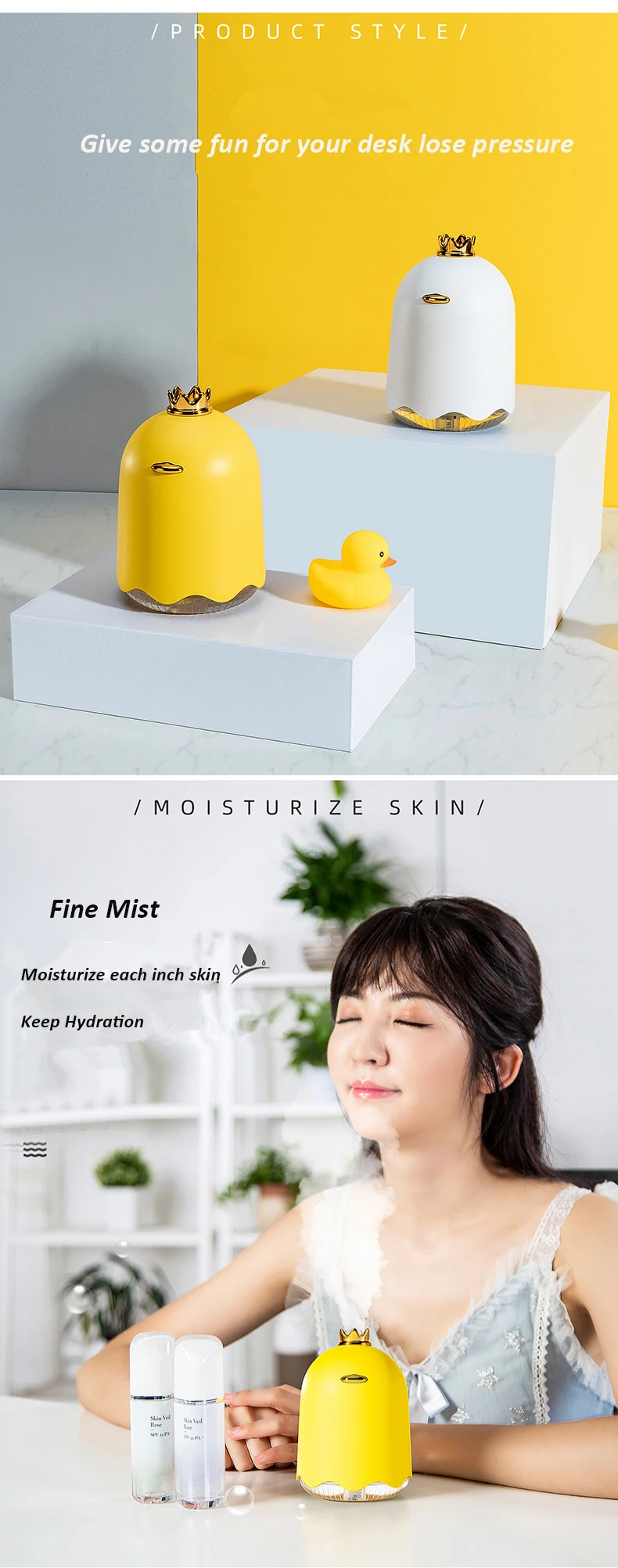 Portable Car USB Air Humidifier Ultrasonic Mist Maker Fogger High Quality Essential oil Diffuser Funny Yellow Duck Aroma Difusor