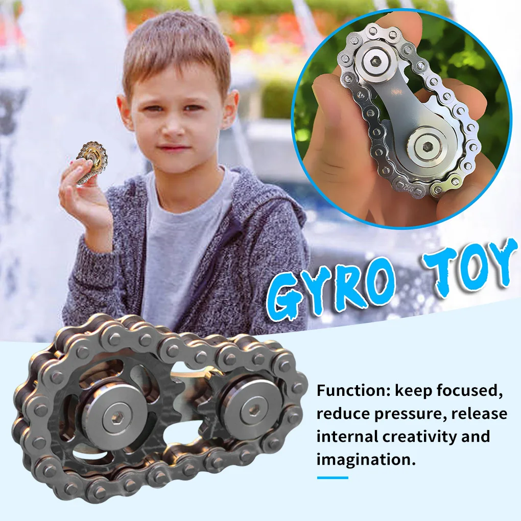 Fingertip Toys Gyro Sprocket Flywheel Fingertip Fidget Spinner Metal Toy Gear Chain Roadbike Spinner Flywheel Fingertip Toys