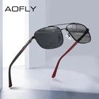 Солнцезащитные очки AOFLY, мужские винтажные поляризационные антибликовые очки для вождения, металлические, весна шарнирная рама, UV400