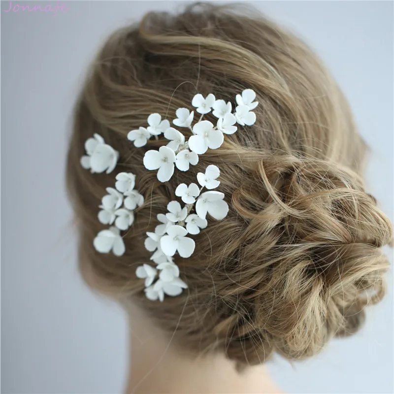 [3lot]Porcelain Flower Bridal Hair Combs Pins Set Fashion Wedding Headpiece Handmade Women Ornament Jewelry |