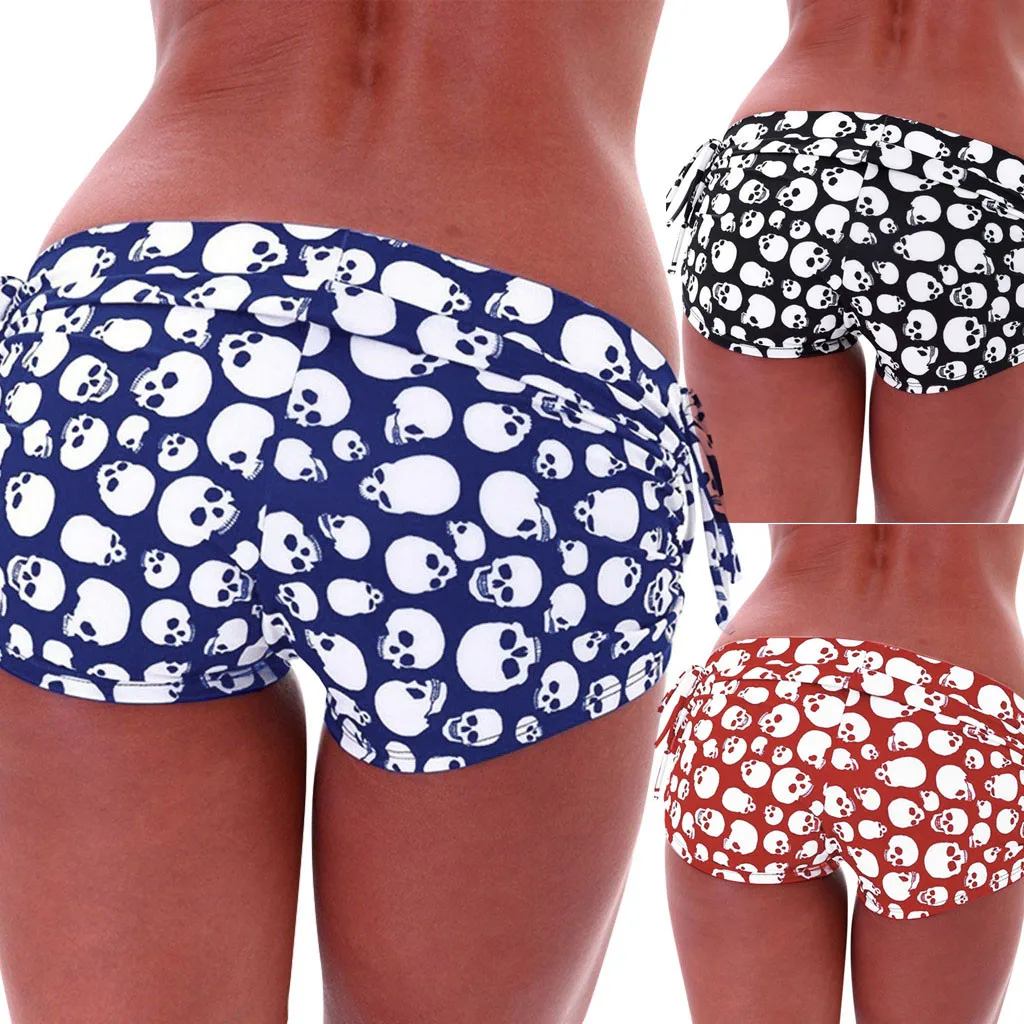 Шорты женские с принтом черепа модные пикантные Короткие штаны со средней талией
