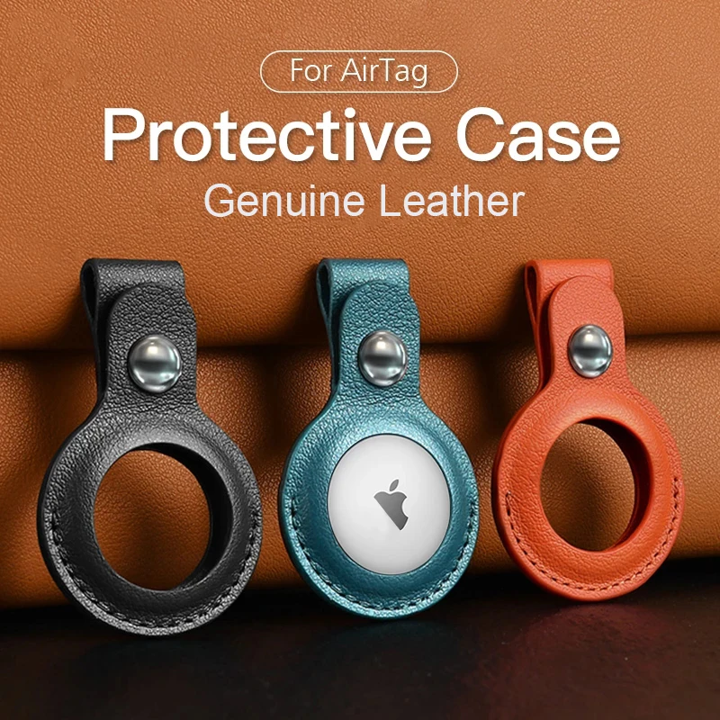 

Original 1:1 Genuine Leather Case For AirTags protective Bag sleeve For Apple AirTags Locator Tracker Anti-lost Device Keychain