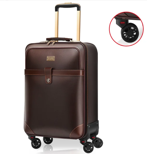 24 Inch PU leather Luggage Spinner Suitcase Travel Rolling Suitcase For Business Trip Rolling baggage bag trolley bags on wheels