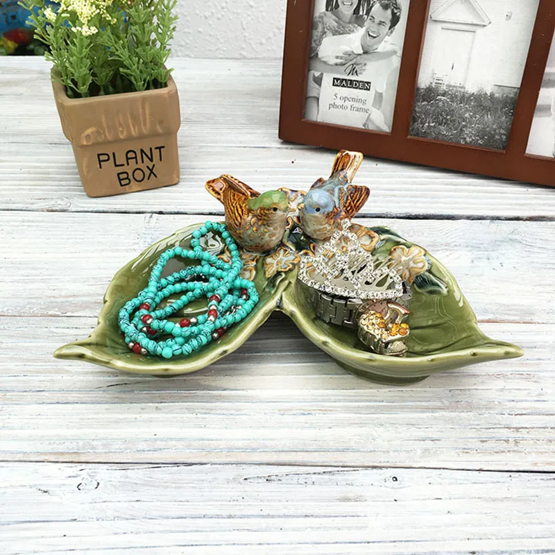 Керамический поднос с двумя птицами в скандинавском стиле тарелка для хранения