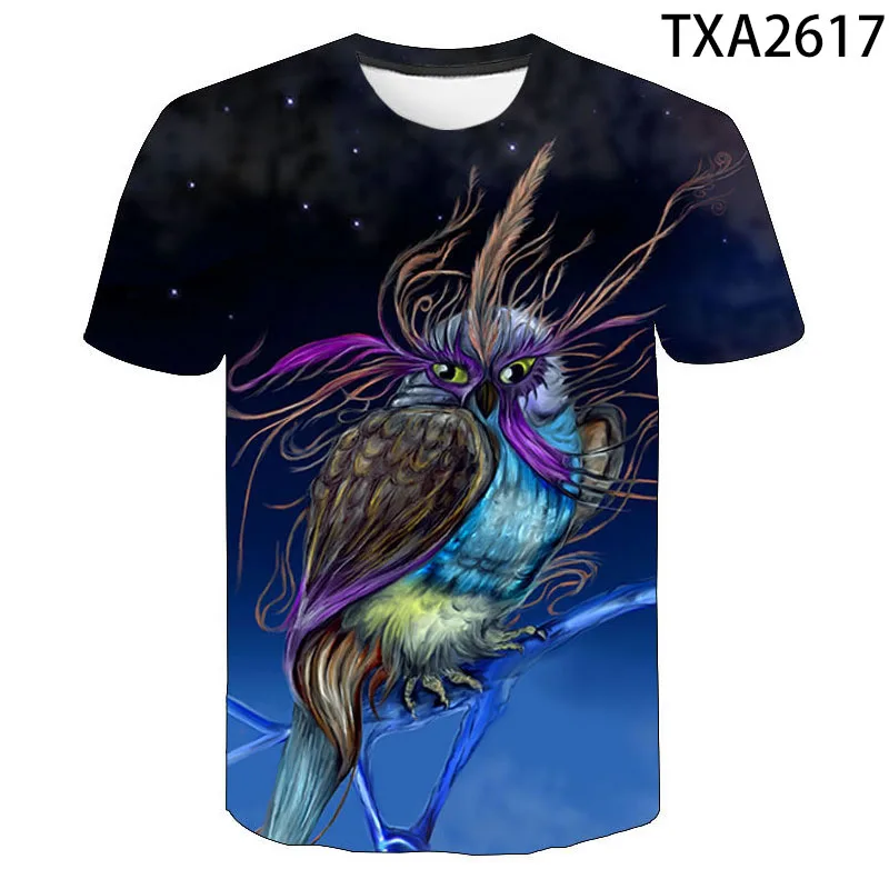 

2020 New Summer Owl 3D T shirt Short Sleeve Men Women Children Fashion Streetwear Boy Girl Kids Printed T-shirt Cool Tops Tee