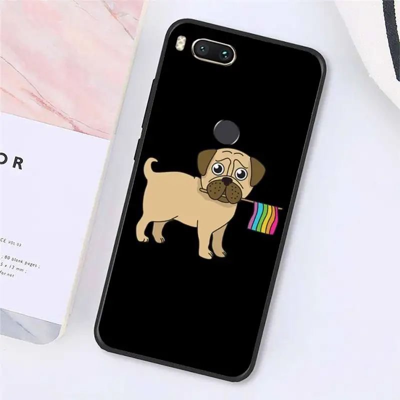 

Cute Cartoon Pug Animal Yoga Phone Case For Xiaomi Redmi note 7 8 9 t k30 max3 9 s 10 pro lite Luxury brand shell funda coque
