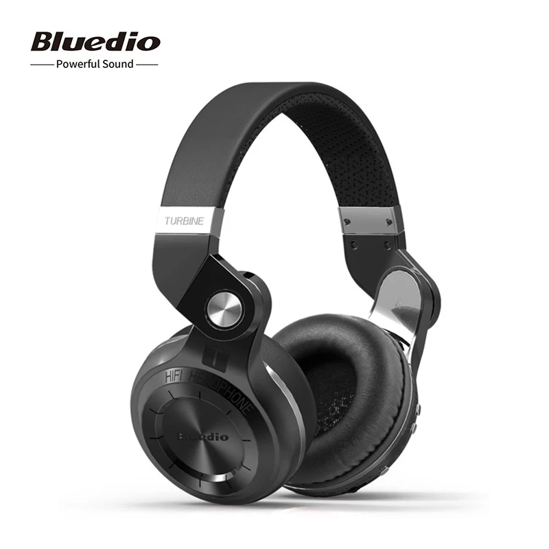 Оригинальные Bluedio T2s Bluetooth кожаные наушники с микрофоном поворотные складные