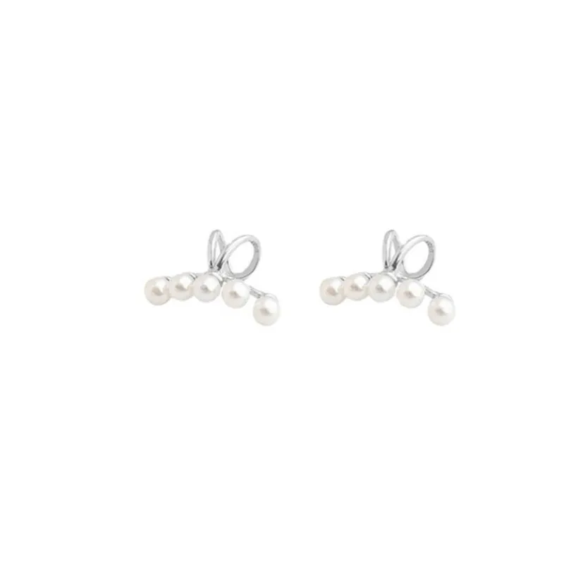 

VENTFILLE 1 Pair 925 Sterling Silver Double Layer Asymmetrical Clip Earrings Female No Pierced Ear Bone Earrings Wholesale