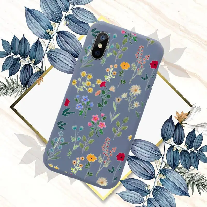 

Luxury Tropical plants Flower Phone Case Candy Color for iPhone 6 7 8 11 12 s mini pro X XS XR MAX Plus