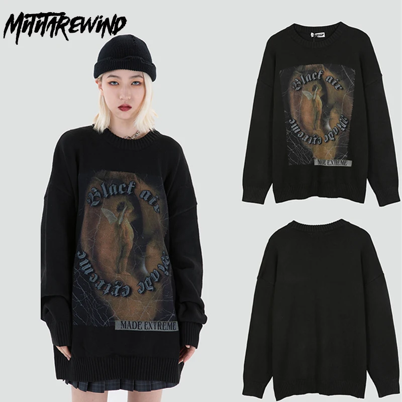 

Свитер женский трикотажный, в стиле ретро, свободный, демисезонный