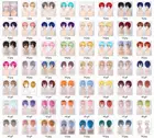 Парик для косплея, 56 цветов, черный, белый, фиолетовый, светлый, красный, оранжевый, желтый, зеленый, синий, серый, короткие волнистые синтетические волосы с шапочкой