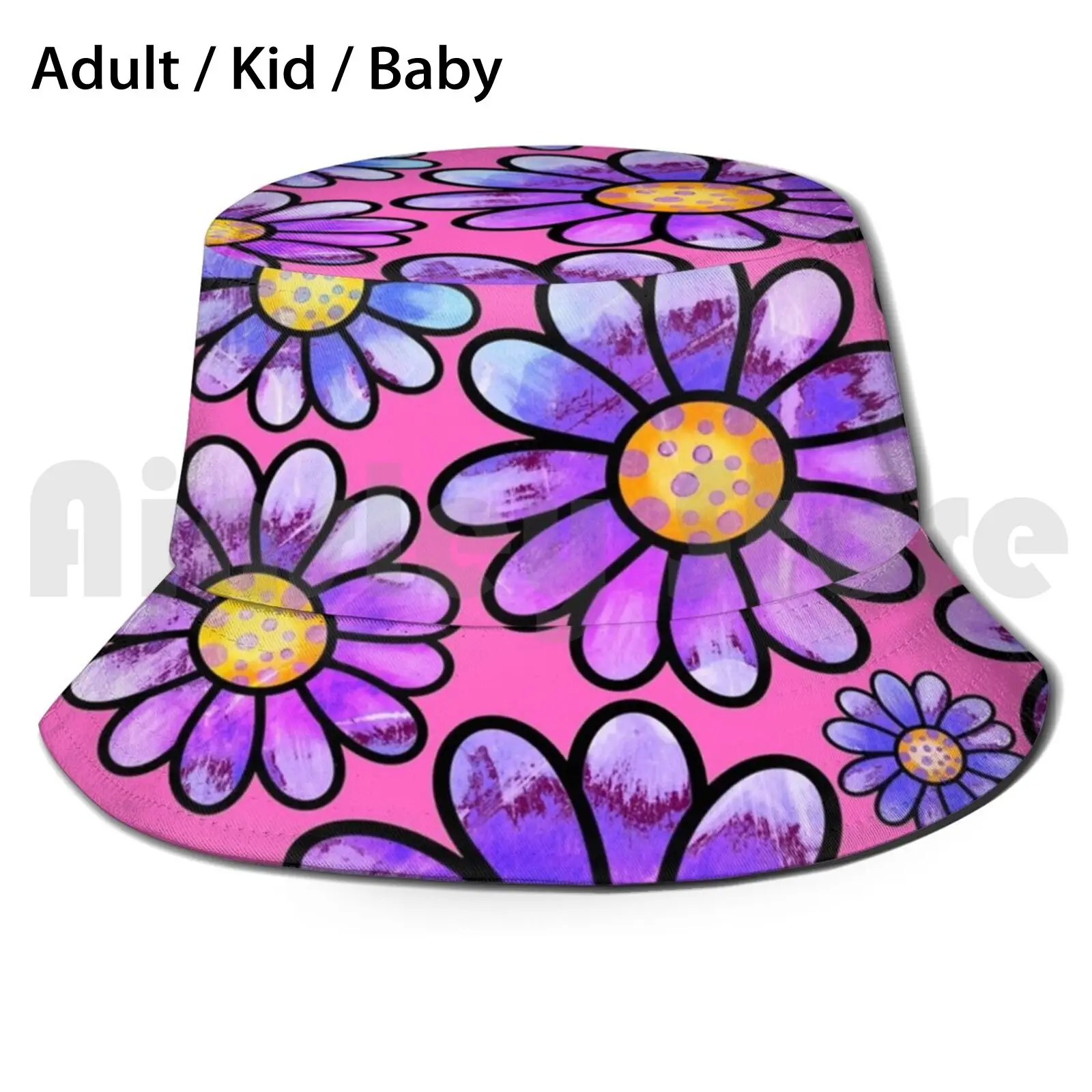 

Flower Patern With Color Pink Bucket Hat Adult kid baby Beach Sun Hats Funny Mouth Prevention Infection Health