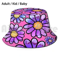 flower patern with color pink bucket hat adult kid baby beach sun hats funny mouth prevention infection health