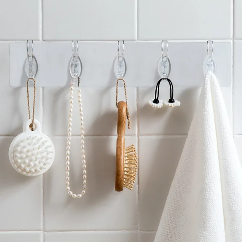 

Punch-Free Viscose Shelf Long Strips Door Hooks CoupleBehind The Door Seamless Shelf Bathroom Toilet Row Shelf