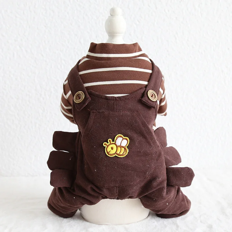 Комбинезоны в полоску с принтом пчелы и животных на осень зиму коричневые Желтые