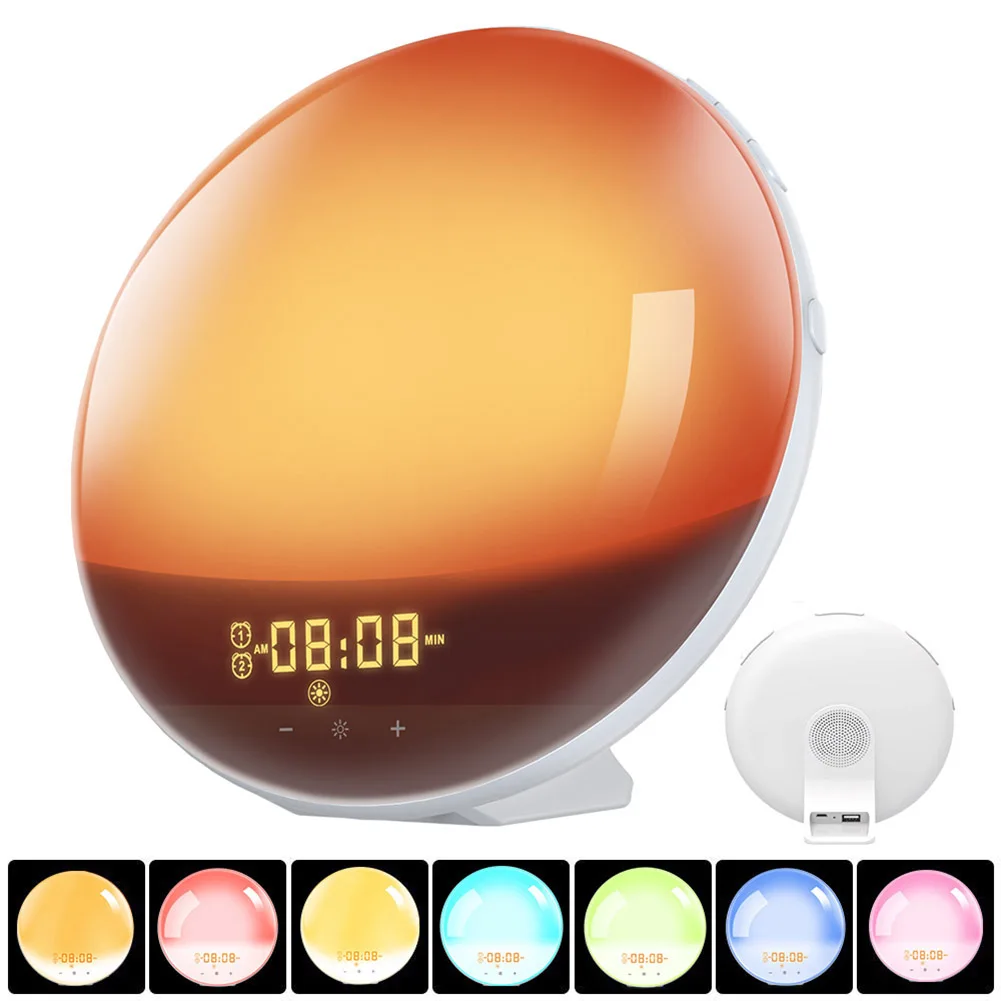 Светильник ящийся будильник для рабочего дня умные часы с Wi-Fi 7 цветов рассвет