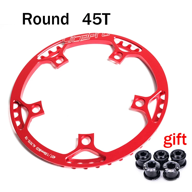 Red 45T Litepro 42 T/45 T/47 T/53 T/56 T/58 T Одиночная скорость 130BCD складные велосипедные шатуны BMX из сплава цепные колеса AL7075 - Цвет: Red 45T