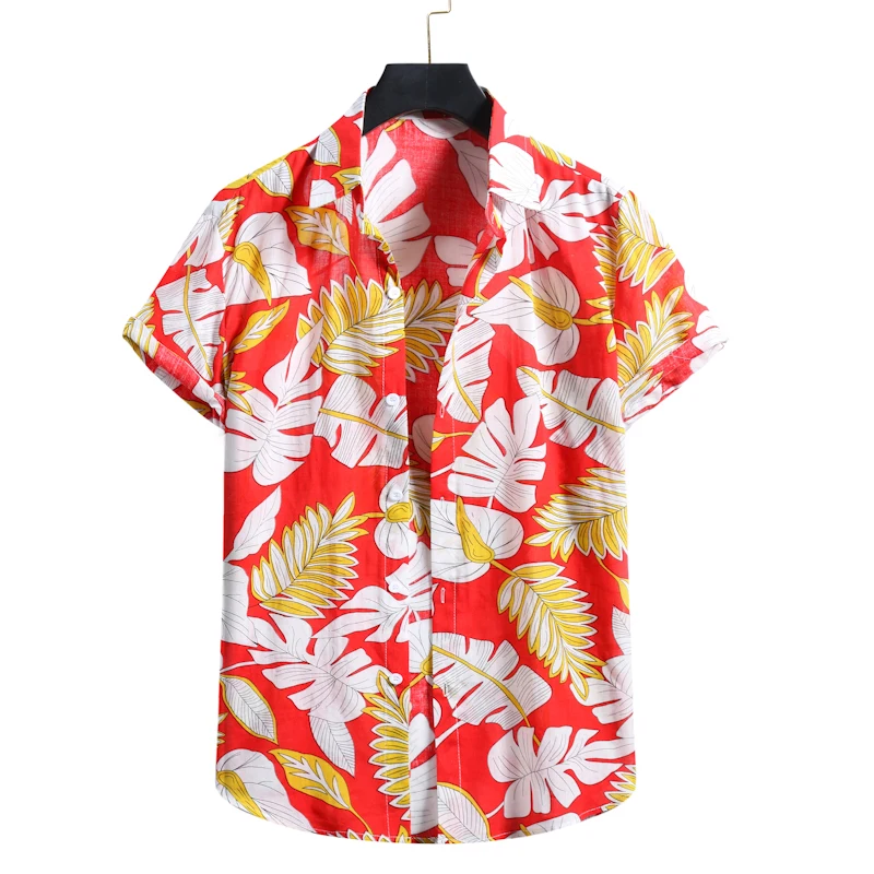 

Stylish Print Hawaiian Aloha Shirt Men 2021 Summer New Short Sleeve Beach Shirts Mens Holiday Party Vacation Clothing