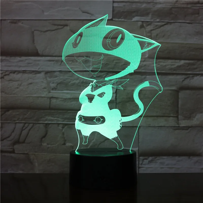 7 цветов 3D Визуальный Usb мультфильм Кот моделирование светодиодная Фея лампа