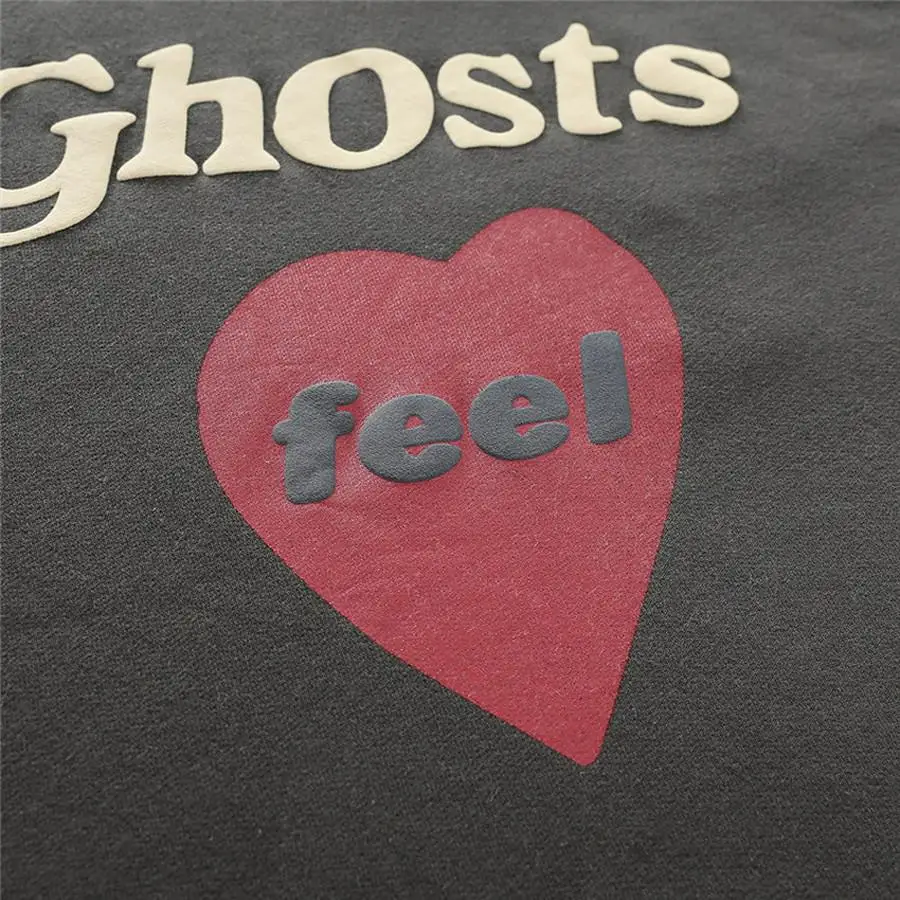 

Kanye West Hoodies Men Women Foam print Lucky Me I See Ghosts Red Heart Feel Logo Pullover CPFM.XYZ Sweatshirts