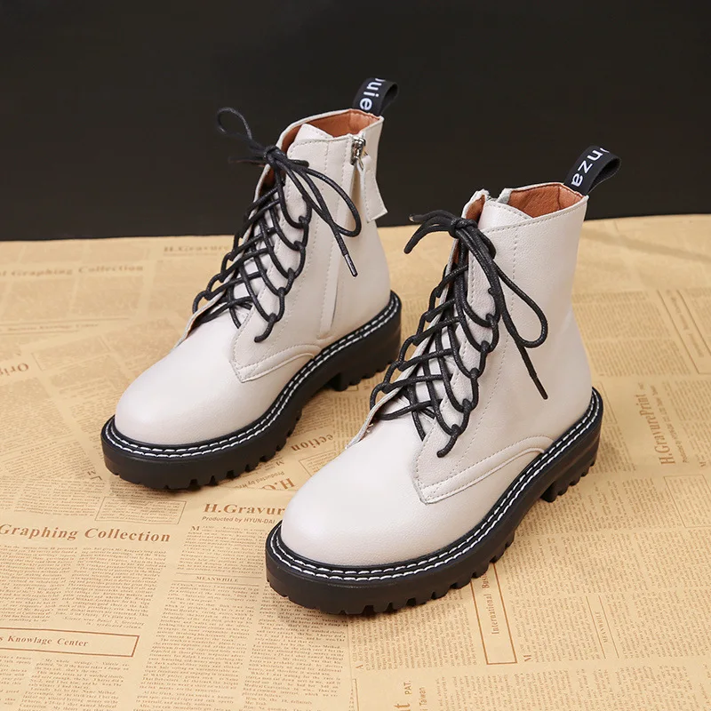 Осенняя обувь женские ботинки Martin на платформе зимние модные теплые ботильоны из